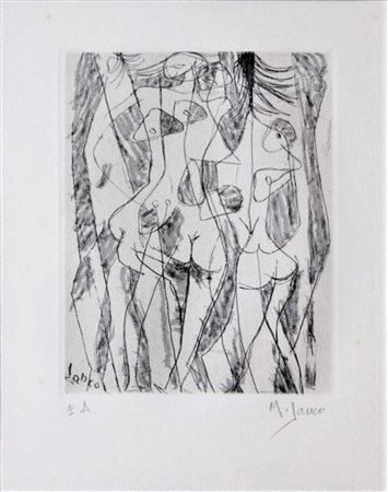 Marcel Janco SENZA TITOLO Acquaforte ad un colore, cm 11x14,5 su foglio cm...