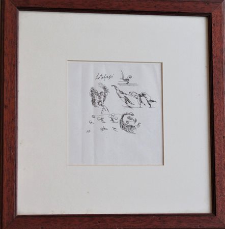 Antonio Possenti SENZA TITOLO disegno a china, cm 15x14 firma