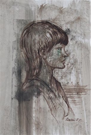 Ignoto SENZA TITOLO acquerello su carta, cm 50x35 firma