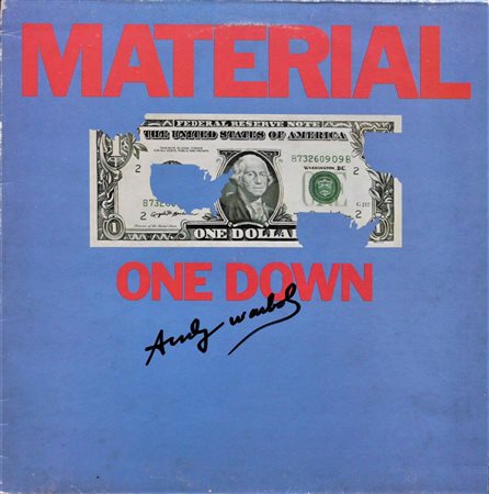Andy Warhol MATERIAL ONE DOWN copertina vinile autografata, cm 31,5x31,5 cm...