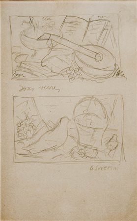 Gino Severini - Studi per natura morta - 1928 Firma in basso a dx - matita su...