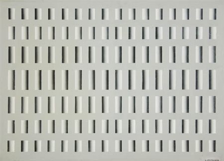Luciano Ventrone - Interazione modulare - 1965 olio su masonite cm. 69x51...