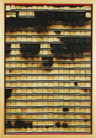 Bernard Aubertin - Senza titolo – 1974 - fiammiferi bruciati su cartone su...