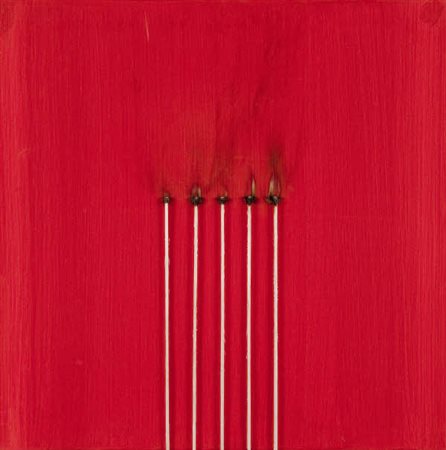 Bernard Aubertin - Dessin de Feu – 2010 - fiammiferi bruciati su tela cm....