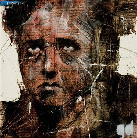Guy Denning - Jus ad bellum - 2009 Firma sul retro - olio e carta di giornale...