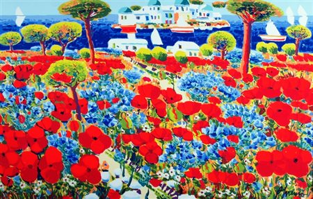 FACCINCANI ATHOS (Peschiera D/G 1951) "Papaveri e luce verso l'isola dei...