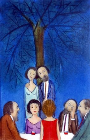 POZZI WALTER (Milano 1911 - Milano 1989) "Osteria" Olio su tela cm. H: 60.00...