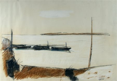 CAPPELLI GIOVANNI (Cesena 1923) "Marina" 1986 Tecnica mista su carta cm. H:...