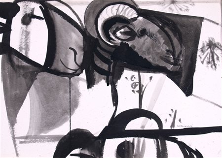 CASSINARI BRUNO (Piacenza 1912 - Milano 1992) "Senza titolo" China su carta...