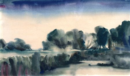 CONVERSANO ROMANO "Paesaggio lagunare" 1966 Acquerello su carta cm. H: 27.00...