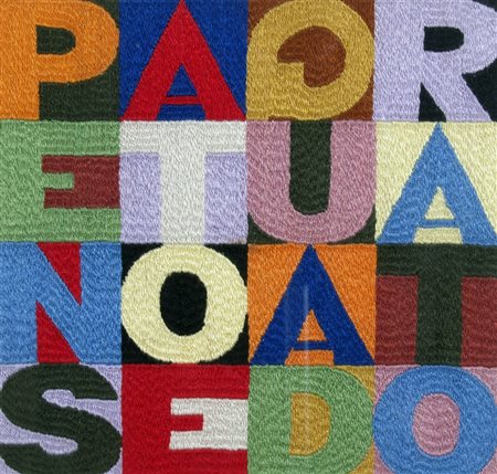 BOETTI ALIGHIERO (Torino 1940 - Roma 1994) "Pensato e quadrato" Arazzo cm. H:...