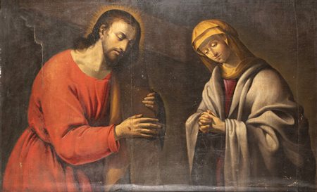 PITTORE ANONIMO<BR>Fine XVIII secolo<BR>"Gesù e Maria Vergine"