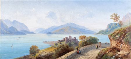 CARLO BOSSOLI<BR>Lugano 1815 - 1884 Torino<BR>"Veduta del lago di Como" 1880
