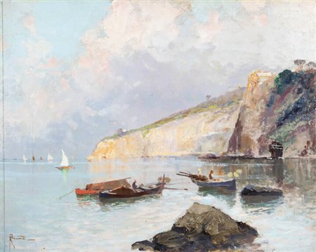 OSCAR RICCIARDI<BR>Napoli 1864 - 1935<BR>"Marina d'Ischia, Capo Miseno"