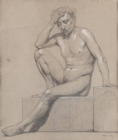 GIOVANNI BATTISTA QUADRONE<BR>Mondovì (CN) 1844 - 1898 Torino<BR>"Ritratto di uomo nudo"