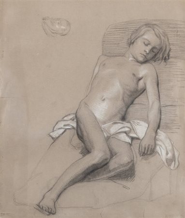 GIOVANNI BATTISTA QUADRONE<BR>Mondovì (CN) 1844 - 1898 Torino<BR>"Ritratto di giovane uomo nudo"