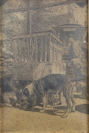 GIOVANNI BATTISTA QUADRONE<BR>Mondovì (CN) 1844 - 1898 Torino<BR>"Cani"