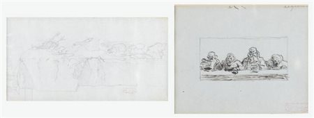 GIOVANNI BATTISTA QUADRONE<BR>Mondovì (CN) 1844 - 1898 Torino<BR>Lotto di due opere:<BR>A. " Interno di osteria"<BR>B. "Mensa con cacciagione"