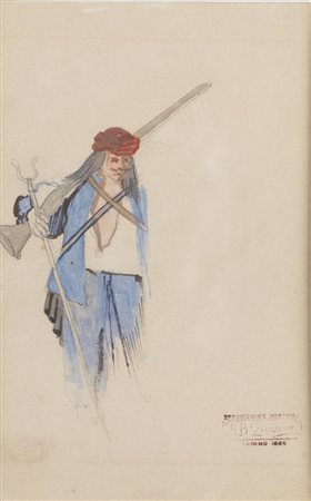 GIOVANNI BATTISTA QUADRONE<BR>Mondovì (CN) 1844 - 1898 Torino<BR>"Cacciatore"