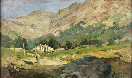 CARLO FOLLINI<BR>Domodossola (NO) 1848 - 1938 Pegli (GE)<BR>"Una cappella d' Oropa"