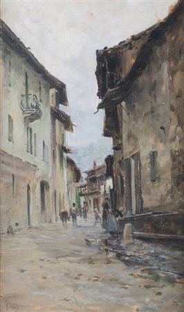 CARLO FOLLINI<BR>Domodossola (NO) 1848 - 1938 Pegli (GE)<BR>"Via di paese"