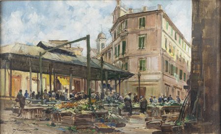 GIUSEPPE GHEDUZZI<BR>Crespellano (BO) 1889 - 1957 Torino<BR>"Mercato di Rapallo" 1939(?)