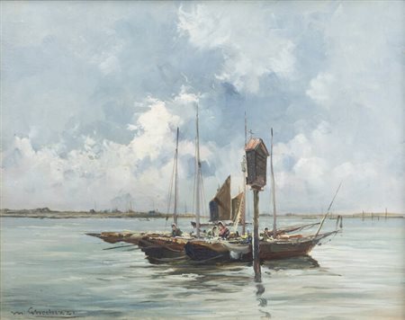 MARIO GHEDUZZI<BR>Crespellano (BO) 1891 - 1970 Torino<BR>"La laguna.  Venezia"