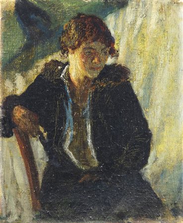 ANGELO MORBELLI<BR>Alessandria 1853 - 1919 Milano<BR>"Donna seduta" o "Mezzo busto di donna"