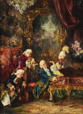 PITTORE FRANCESE NON IDENTIFICATO<BR>"Il concerto" 1898