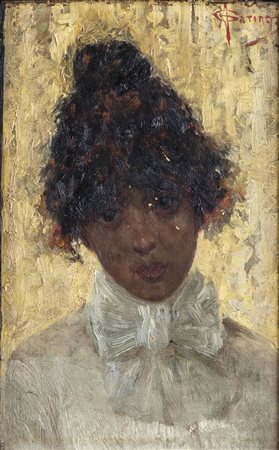 ANGELO GARINO<BR>Torino 1860 - 1945 Nizza<BR>"Ritratto di fanciulla" 9 aprile1887