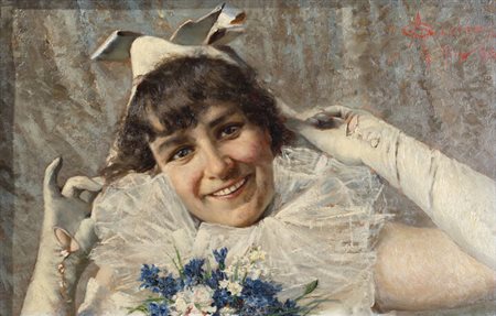 ANGELO GARINO<BR>Torino 1860 - 1945 Nizza<BR>"La Pierrette" Nice 1895