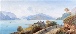 CARLO BOSSOLI<BR>Lugano 1815 - 1884 Torino<BR>"Veduta del lago di Como" 1880