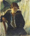 ANGELO MORBELLI<BR>Alessandria 1853 - 1919 Milano<BR>"Donna seduta" o "Mezzo busto di donna"