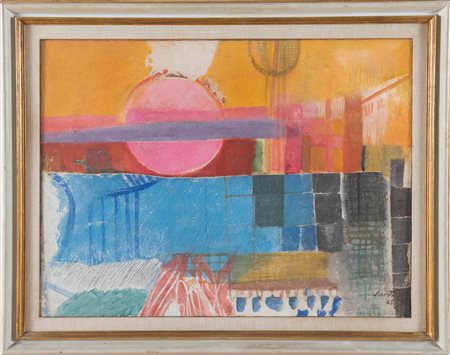 Bruno Saetti (Bologna 1902 - 1984), “Paesaggio col sole”, 1965.