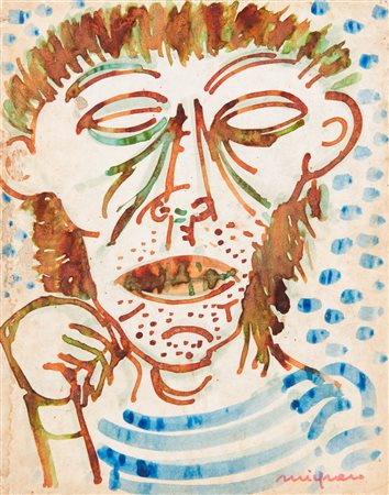 Giuseppe Migneco (Messina 1903 - 1997), “Volto”.