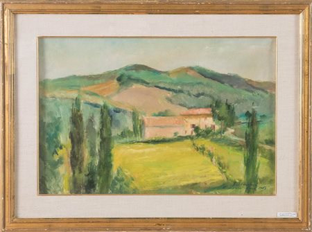 Gino Marzocchi (Molinella 1895 - Bologna 1981), “Veduta di Roncastaldo”, 1963.