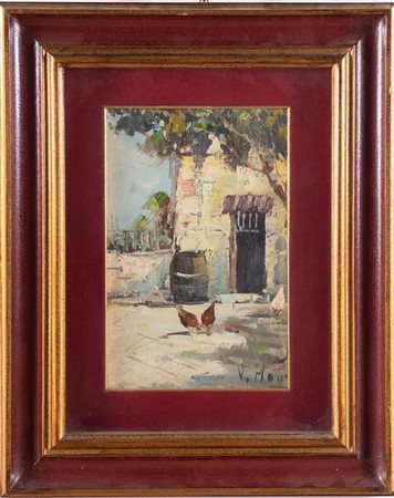 Pittore del XX secolo, “Nell’aia”.