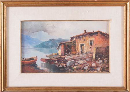 Pittore del XX secolo, “Paesaggio lacustre”.