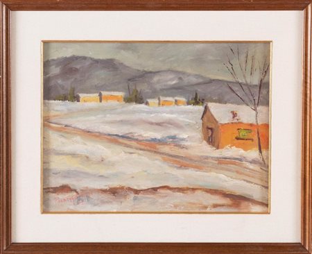 Pittore del XX secolo, “Campagna sotto la neve”, 1969.