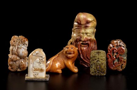 SEI INTAGLI IN PIETRA<br>Cina, XX secolo