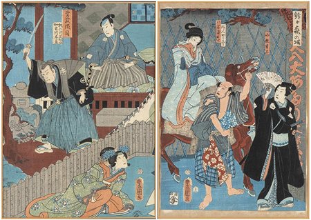 DUE STAMPE DI UTAGAWA KUNISADA<br>(1786-1865)