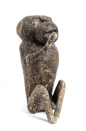 BABBUINO IN LEGNO E LAMINA DI METALLO<br>Gabon, Ambete