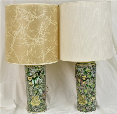 COPPIA DI VASI CINESI in ceramica montati a lampada h vaso 35 cm h...