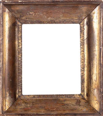 Lotto di cinque cornici in legno dorato, secolo XIX