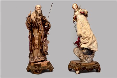 Due sculture in terracotta: Madonna e Santo Vescovo, Napoli secoli XVIII - XIX
