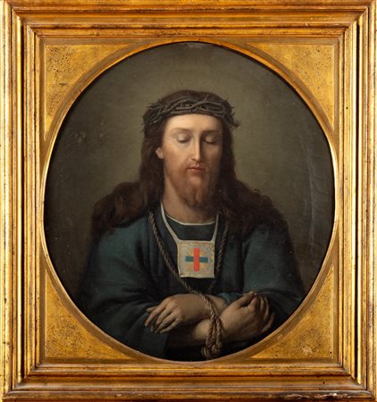 Scuola italiana, secolo XIX - Cristo con corona di spine, in tondo