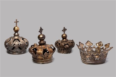 Lotto di quattro corone in argento, Napoli secoli XVIII - XIX