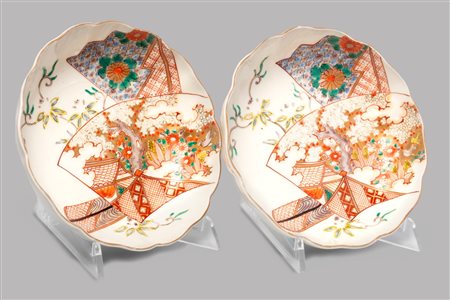 Coppia di ciotole in porcellana policroma Kutani, Giappone periodo Meiji