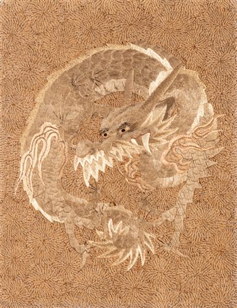 Tessuto ricamato con drago, Giappone periodo Meiji