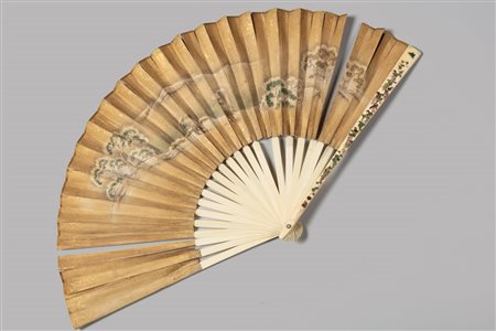 Ventaglio Shibayama, con applicazioni in madreperla e smalti, Giappone periodo Meiji